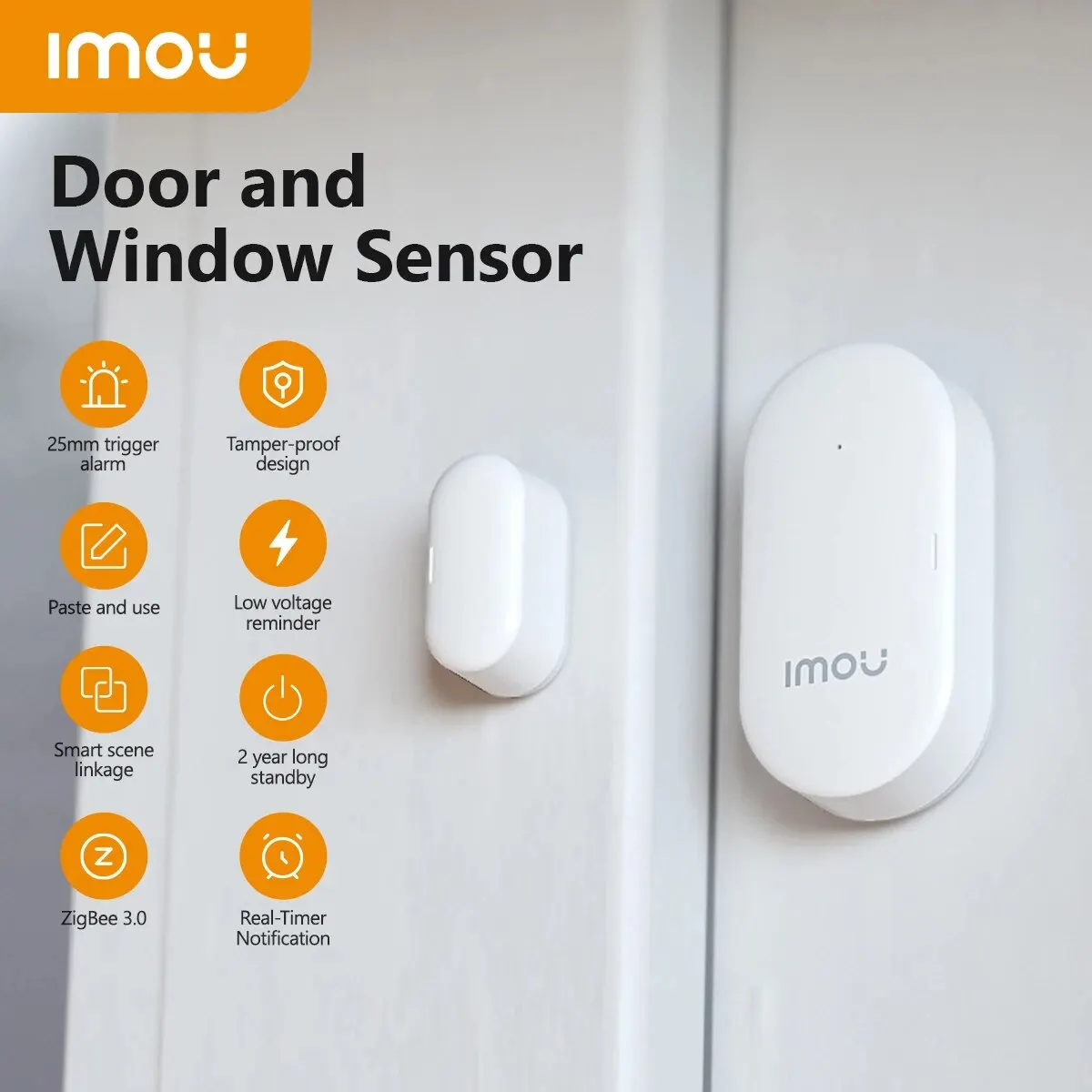 IMOU-Sensor inteligente Zigbee 3,0 para puerta y ventana, dispositivo con WiFi, aplicación Imou Life, protección de seguridad para el hogar, notificación en tiempo Real