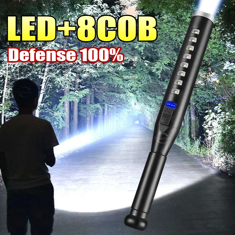 High Power Baseball Bat Flashlight ABS Usb Rechargeable LED Flashlight Self Defense Mace Light Tactical Baton Emergency Torch