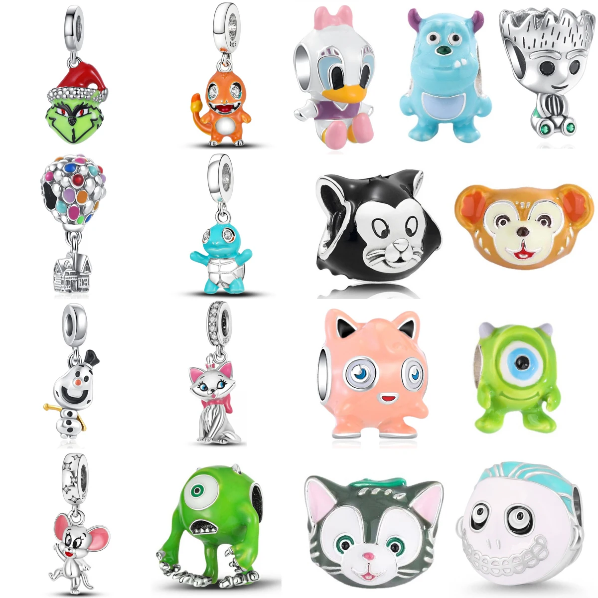 

925 серебряных бусин Miniso Disney серии Дженни Черепаха Олаф Майк Шарм подходит оригинальный браслет женский DIY кулон ювелирные аксессуары