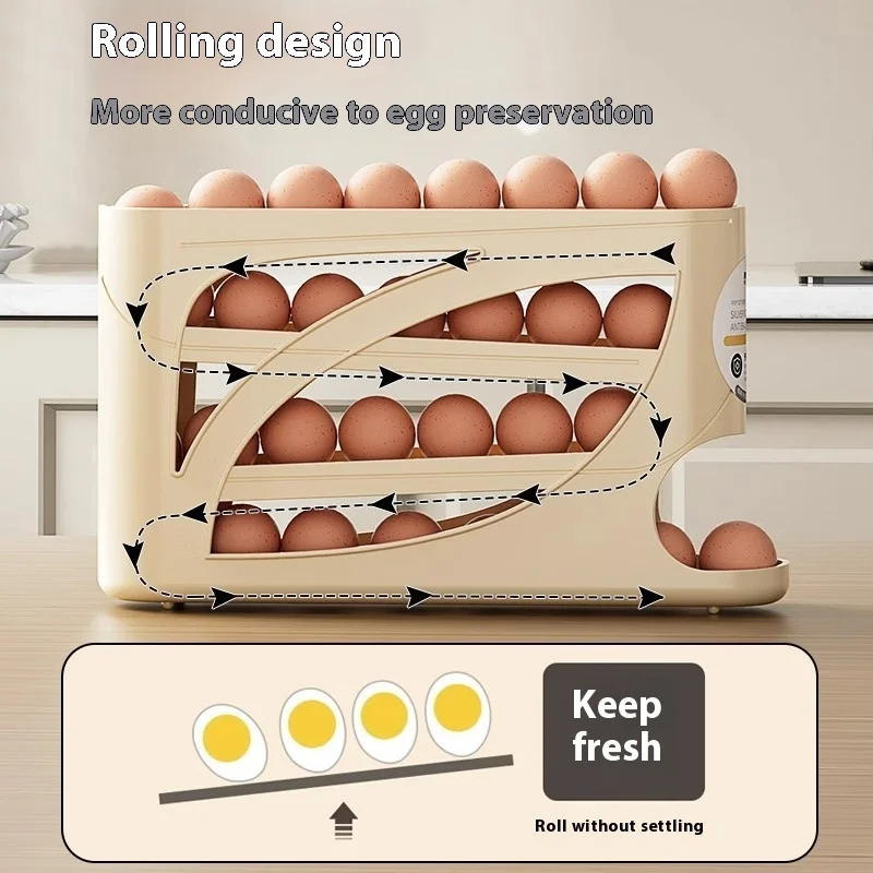 

Rolling Slide Type Egg Storage Box, Food-grade Plastic Egg Organzier Specially Designed for the Side Door of Refrigerators