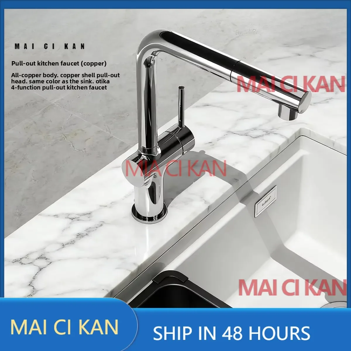 

for Pull Kitchen Faucet All Copper Hot and Cold Sink Tap for Household Bathroom Brass Water Tap with Modern Design Smooth