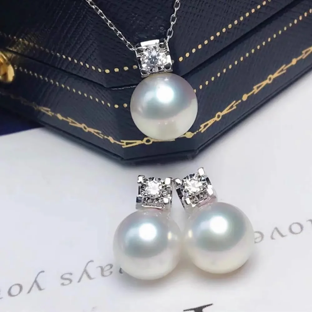 

Gorgeous AAAAA 10-11 mm South Sea White Round Pearl Pendant Earring Set 925s