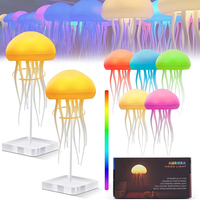 1Pcs Cartoon Dancing Jellyfish Night Light RGB Gradient Cute Jellyfish Bedside Lamp Voice Control Type-C Charging LED Night Lamp