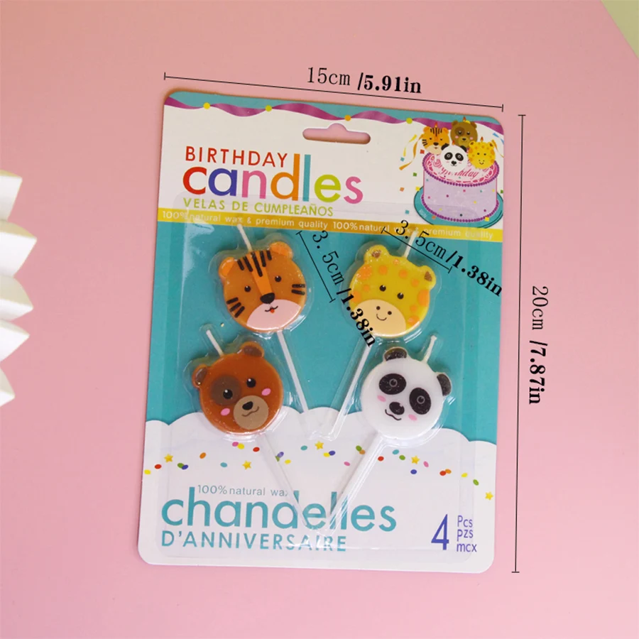 Kreative Tier Kerze Kuchen Dekoration Plugin Tiger Panda Giraffe Schwein Hund Kuh Cartoon Geburtstag Party Backen Kerzen – Detail 5