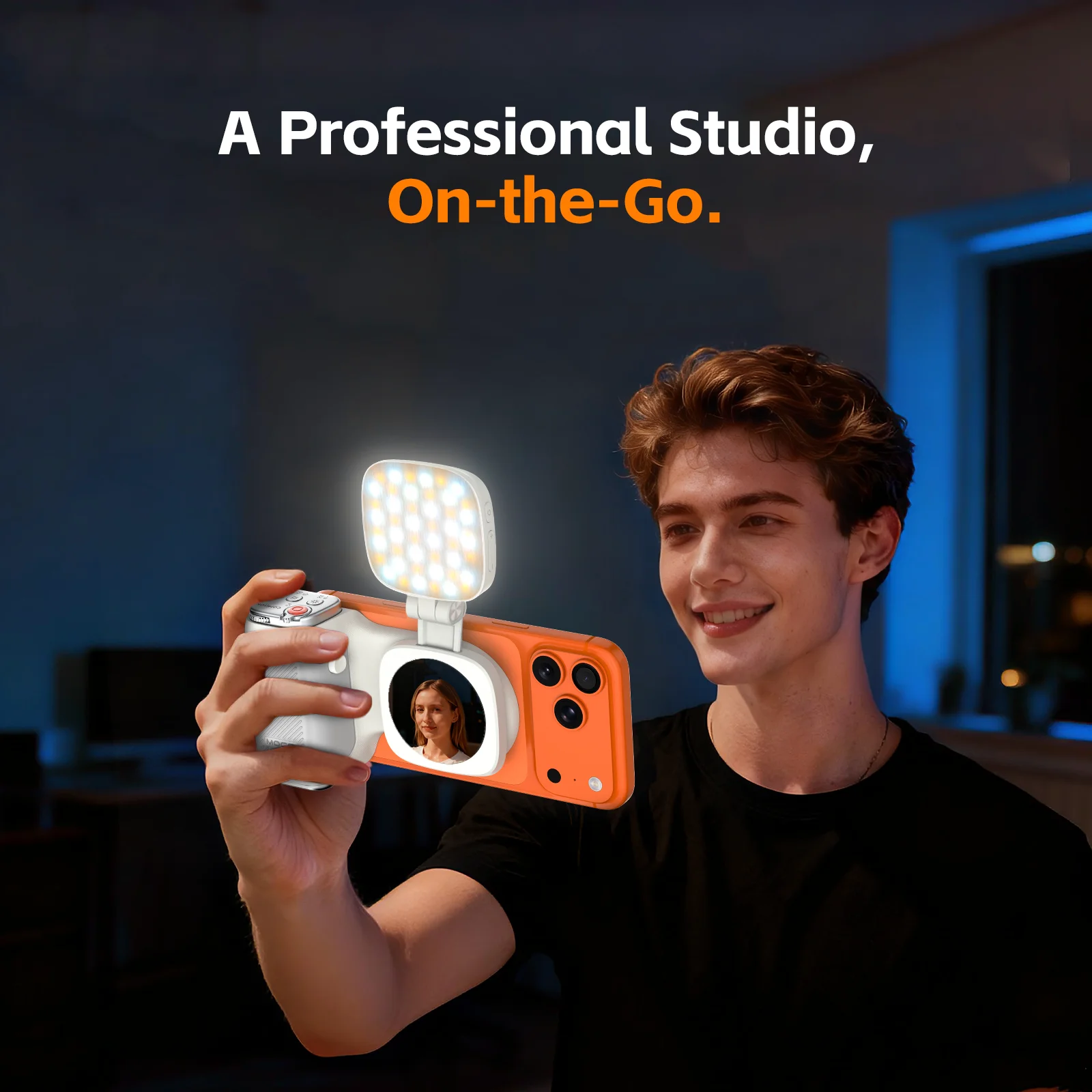 معزز سيلفي لاسلكي من COMITOK MOCA iPhone، مع قفل التركيز/مصراع DSLR، وجهاز تحكم عن بعد قابل لإعادة الشحن + مرآة اختيارية/إضاءة ملء