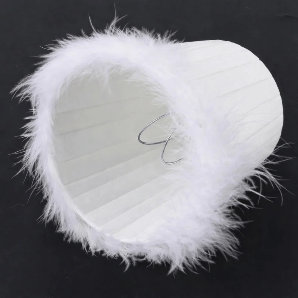 

Romantic White Fluffy Cloth Lampshade Fabric Handmade Pendant Lamp Shade Chandelier Lamp Cover Living Room