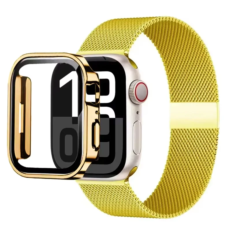 Milanese Loop Strap für Apple Watch Ultra 49 mm Band 44 mm 40 mm 41 45 mm Gold Silber Leopardenarmband + Hülle iWatch 9 8 7 6 5 4 3 SE – Detail 20