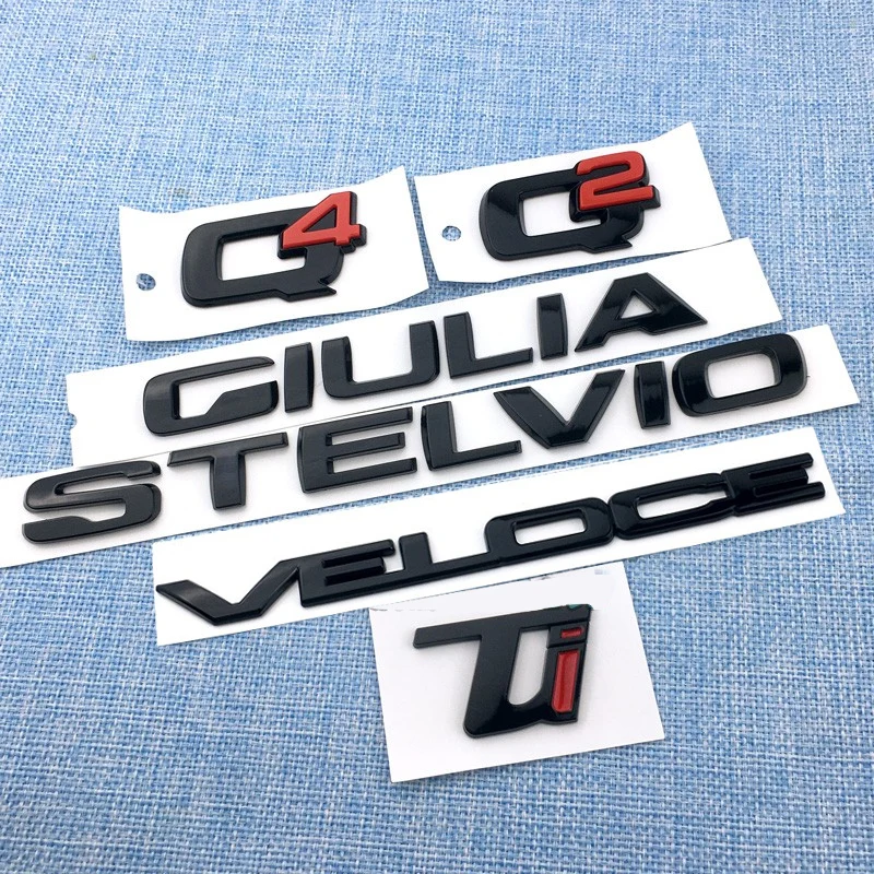 

ABS для Alfa Romeo STELVIO VELOCE GIULIA Q2 Q4 Ti логотип 2025 наклейка на кузов автомобиля буквы значок Стайлинг авто боковая эмблема аксессуары