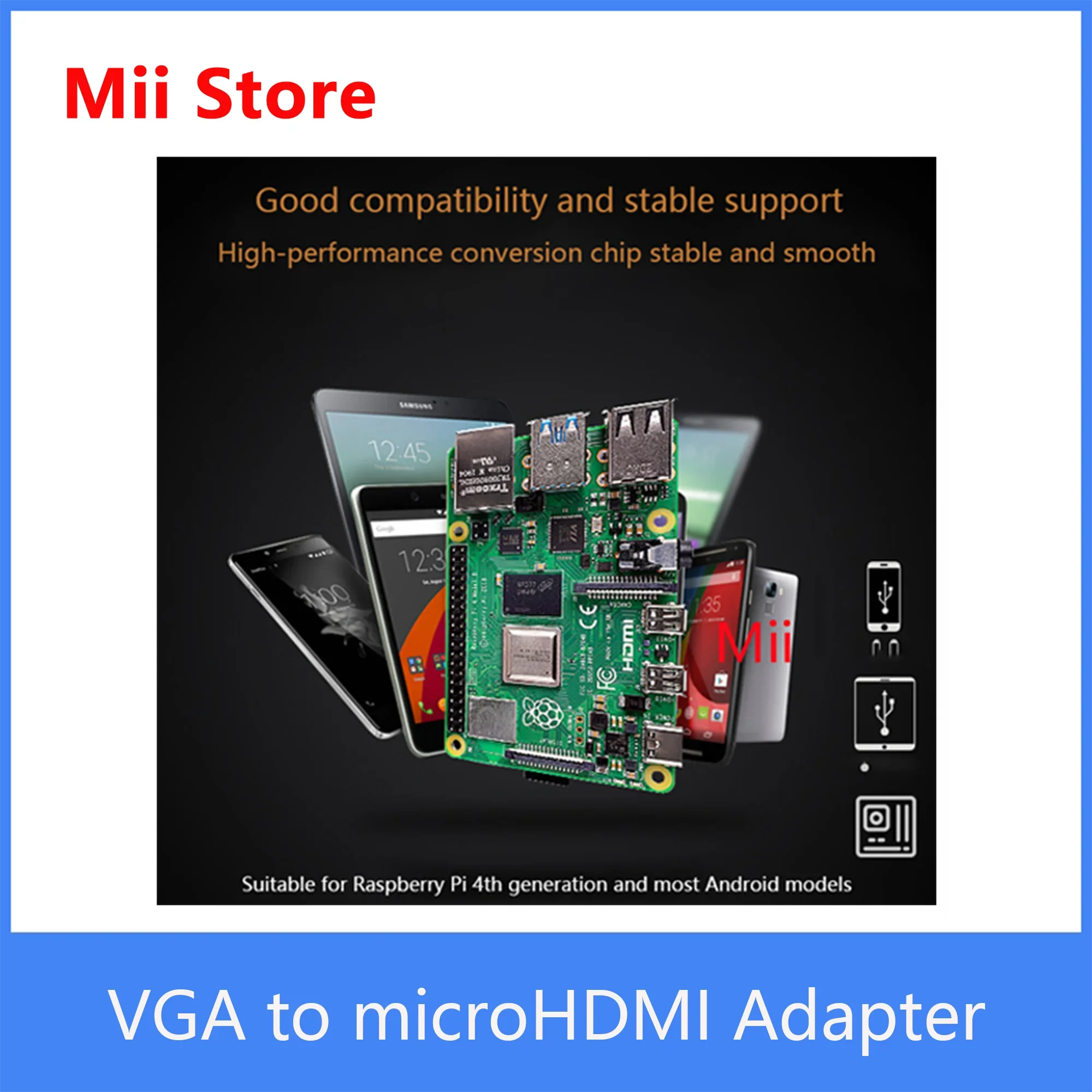 محول 1080P VGA إلى MicroHDMI مع منفذ إخراج الصوت مناسب لـ RaspberryPi 4 وAndroid #4