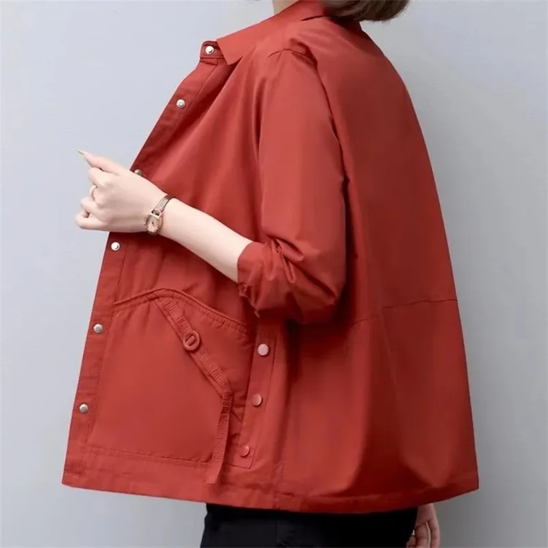 Middle-aged and Elderly Mothers Wear Lapels and Short Coats Ms. 2024 Spring and Autumn New Loose Casual Tops and Fashion Jackets