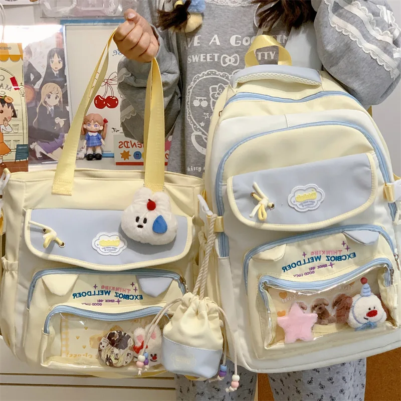 Contrast color desihngirls backpack Good lookingandlargecapacityschool backpack for girls Pain bag tote bagforwomenAgiftforagirl