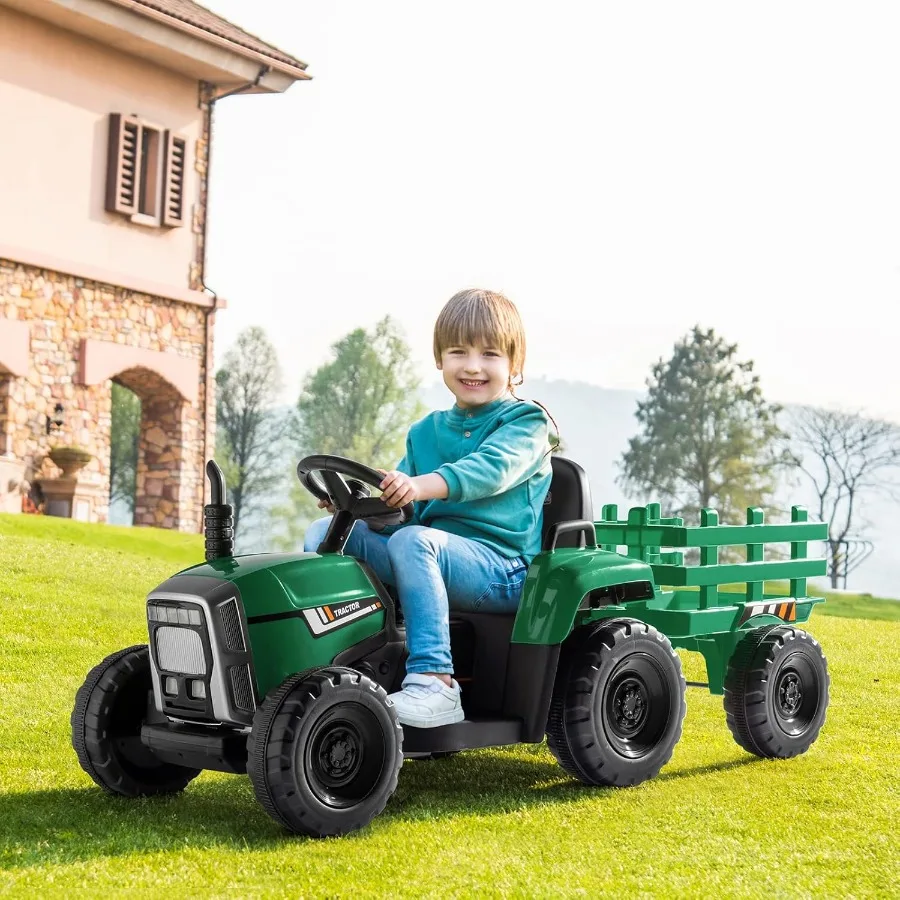 Ride on Tractor with Remote Control 25W Motors Electric Tractor with Trailer for Toddler 12V Battery Powered Ride on car Toy fo