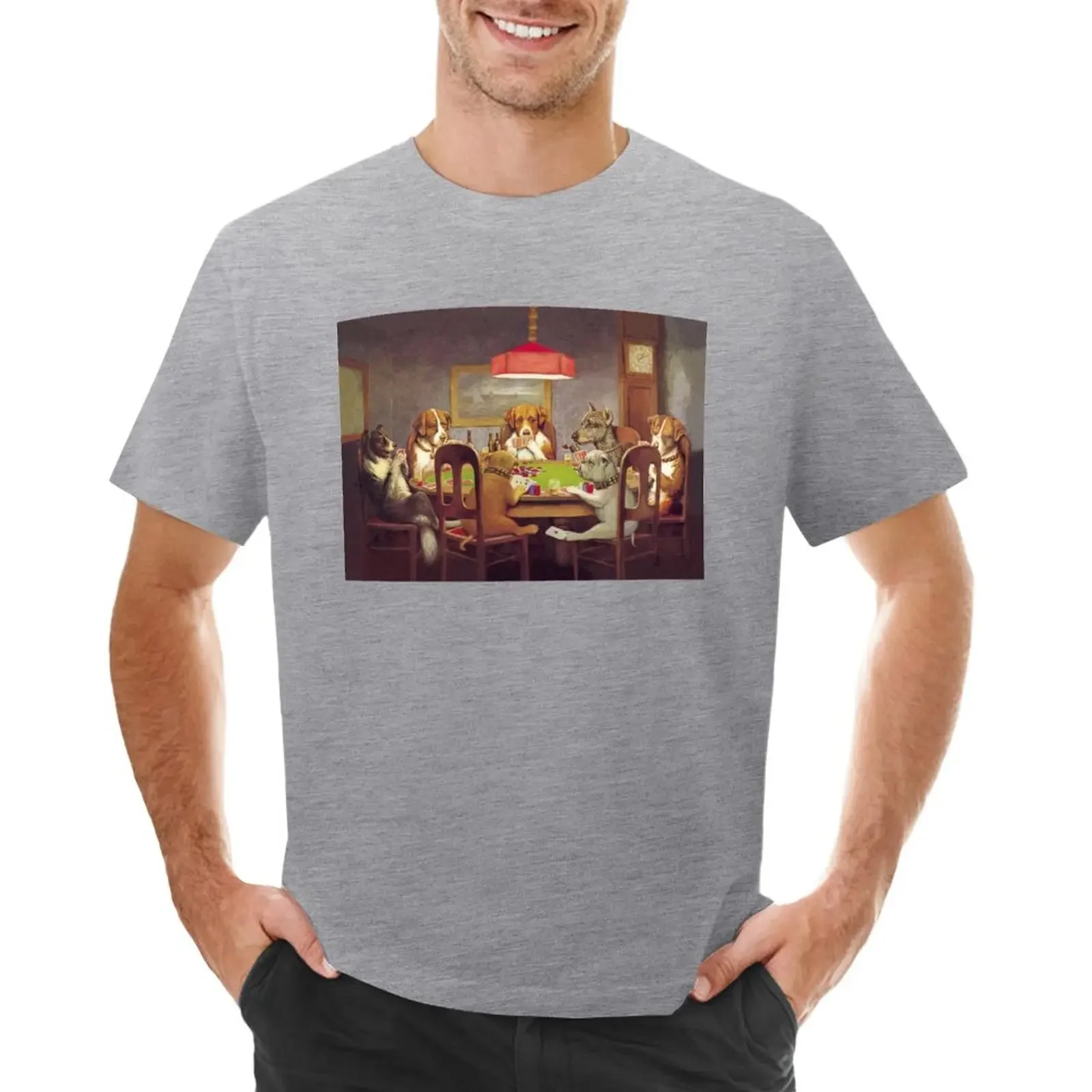 

Dogs Playing Poker T-shirt boys animal print plus sizes Short sleeve tee korean fashion mens plain t shirts