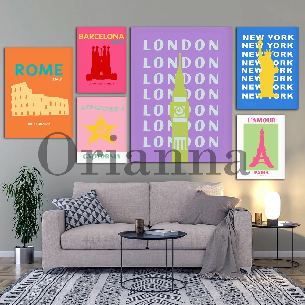 Greece S Antorini Spain Barcelona London California New York Australia Sydney Paris Rome Travel Poster Wall Art Print Home Decor