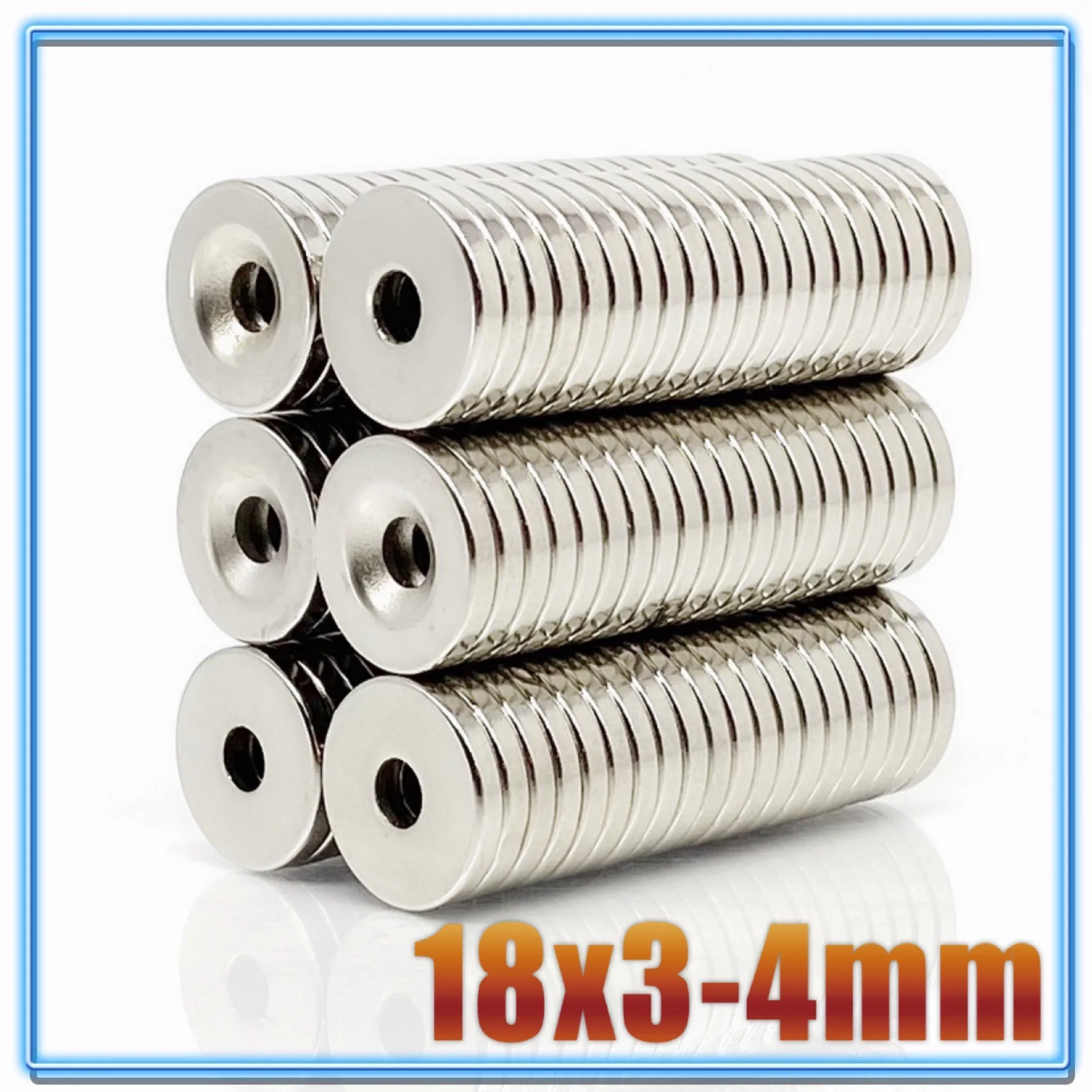 1-200Pcs 18x3-4 Neodymium Magnet 18x3 Hole 4 N35 NdFeB Round Super Powerful Strong Permanent Magnetic imanes Disc 18*3 Hole 4