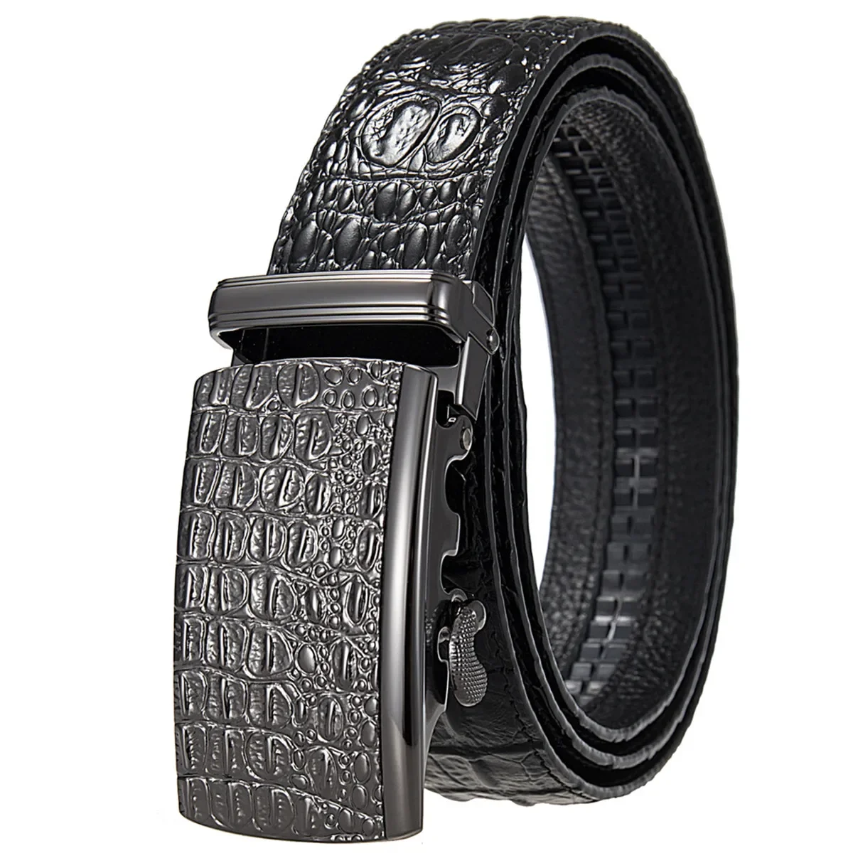 Men's PU Leather Belt with Fashion Automatic Buckle High Quality Business Male Belt