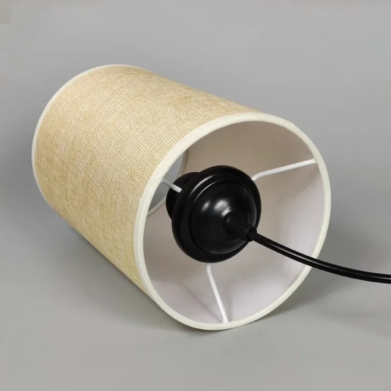 Hotel Bedside Hanging Lights Accessories E27 Straight Tube Linen Lampshade for Table Lamps Lightweight Soft Fabric Lamp Covers