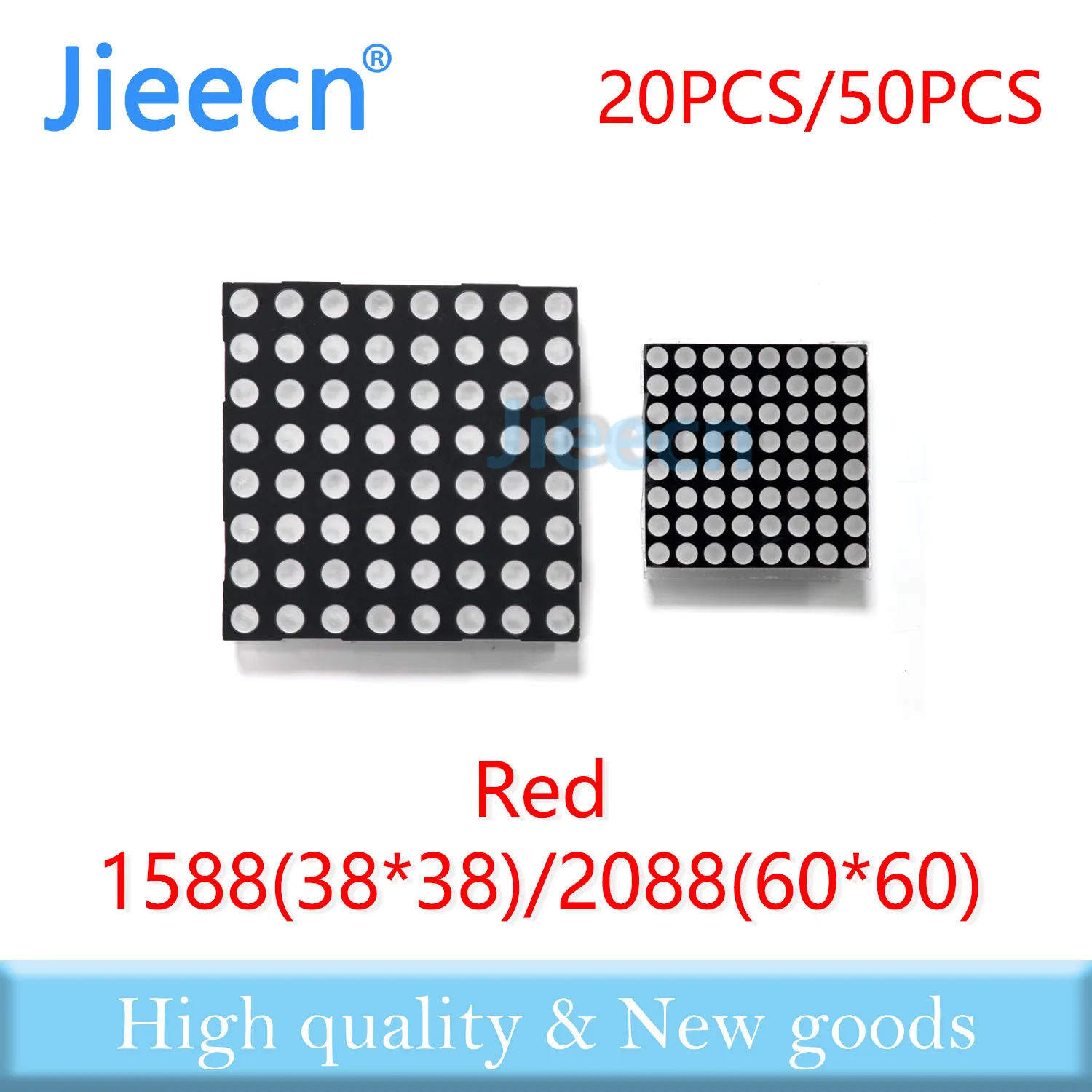 20PCS 50PCS Red 1588 2088 8x8 3.75mm 5mm 38x38mm 60x60 1588AS 1588BS 2088AS 2088BS Dot Matrix LED Displays 8*8 Anode Cathode