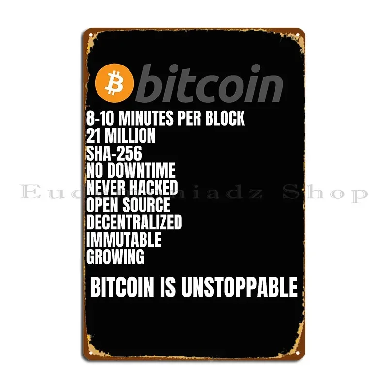 Bitcoin 12 Years Later Facts Metal Signs Create Painting Cave Printed Cinema Tin Sign Poster