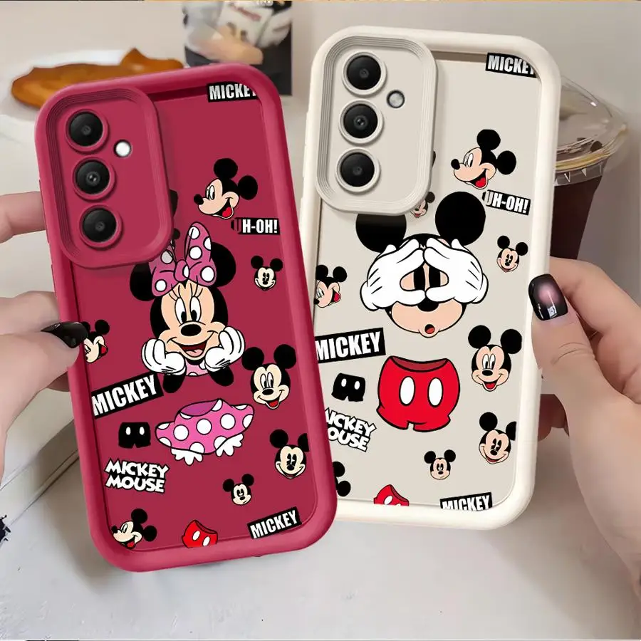 Capa para Samsung Galaxy A21s A36 A22 A32 A54 A55 A25 A26 A24 A73 A56 A35 A52 Capa de Telefone Bonita Disney Mickey Minnie Mouse