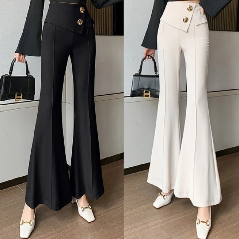 

Y2k Harajuku Commute Ol Wind Big Horn Suit Pants Women Irregular Waist Closed Slit Slimming Fishtail Pant Work White-Collar Tide