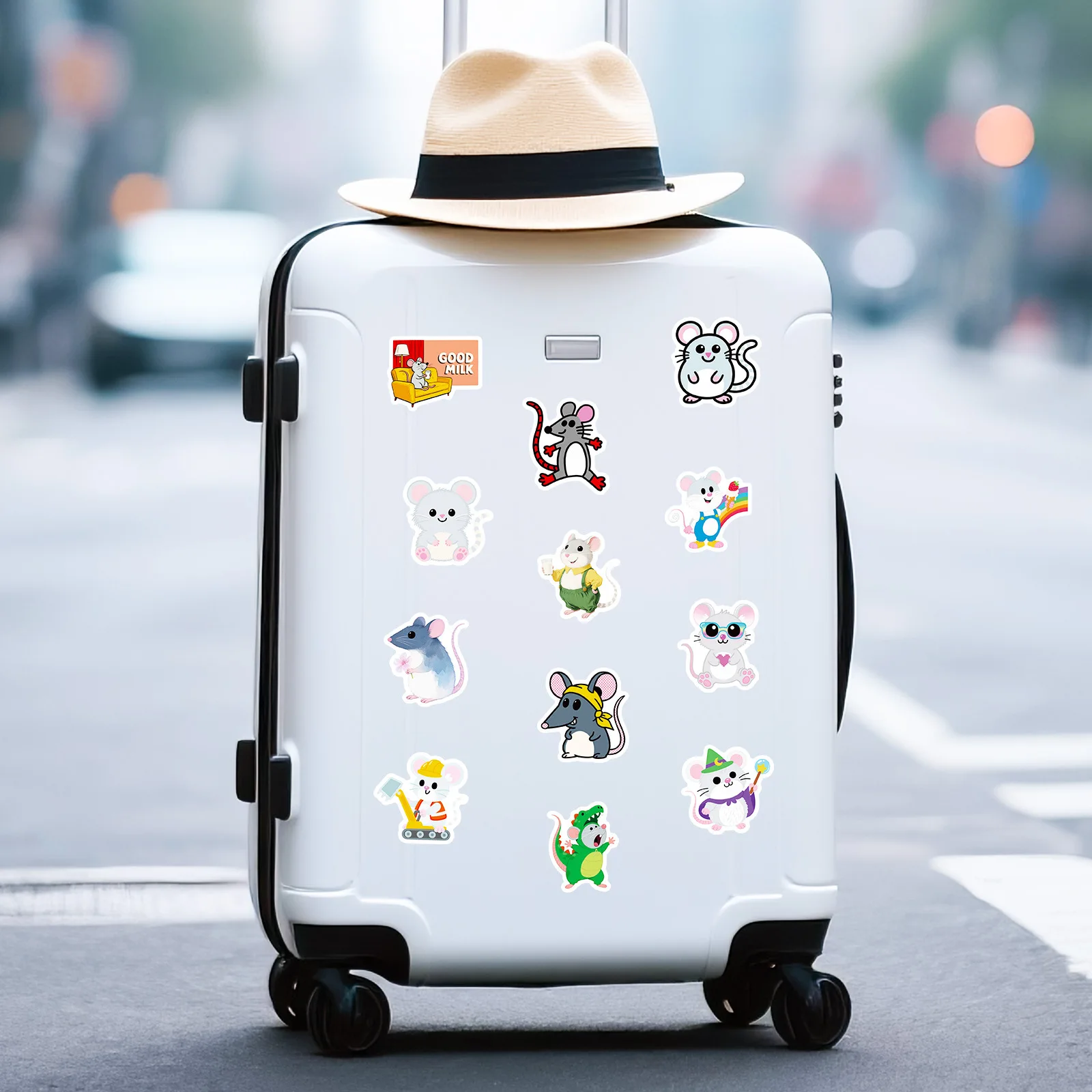 56 pièces Kawaii petite souris autocollants dessin animé Animal Graffiti décorer bricolage ordinateur portable téléphone Skateboard guitare jouets réfrigérateur décalcomanies