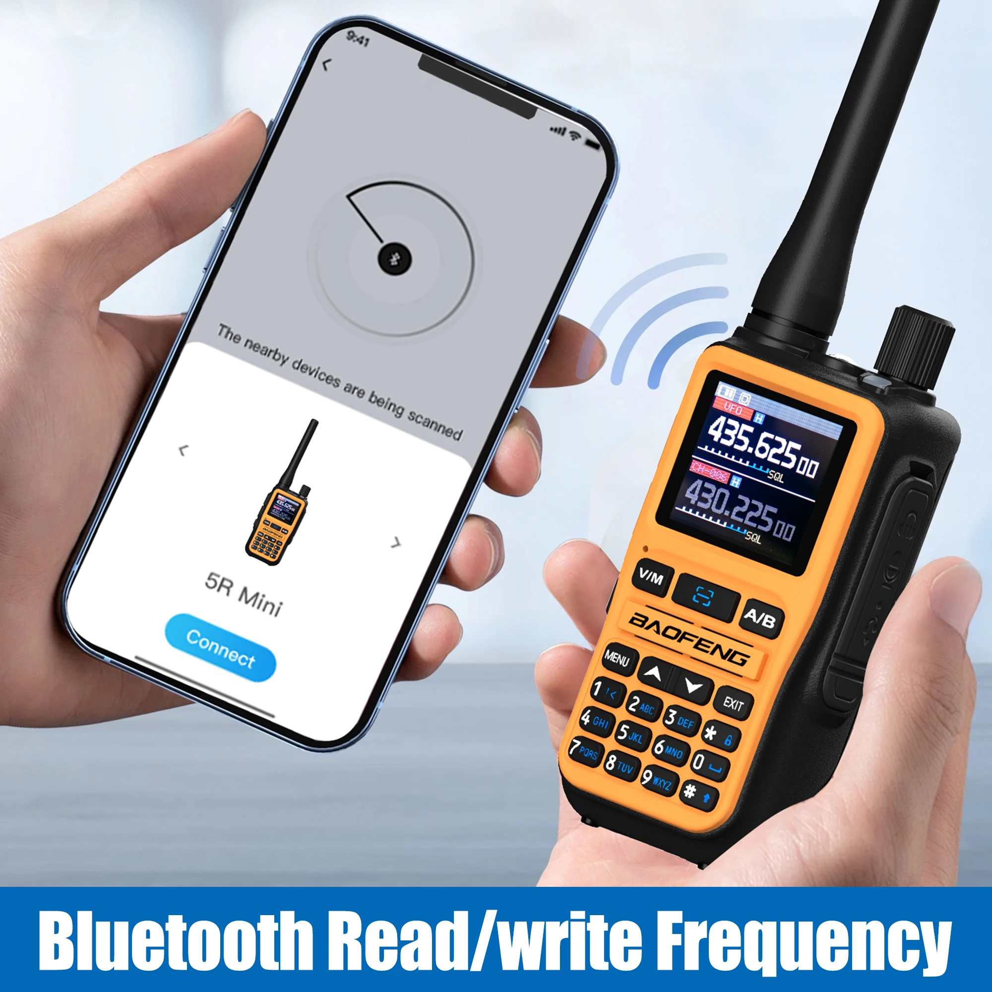 Baofeng 5R Mini Walkie Talkie Bluetooth Programming UHF VHF DTMF Dual PTT Transmitters 999CH Flashlight AM FM Ham Two Way Radio