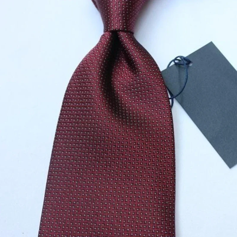 

High end business formal dress with polka dot silk men's tie, 8cm wine red, 100% mulberry silk, groom's wedding and banquet gift