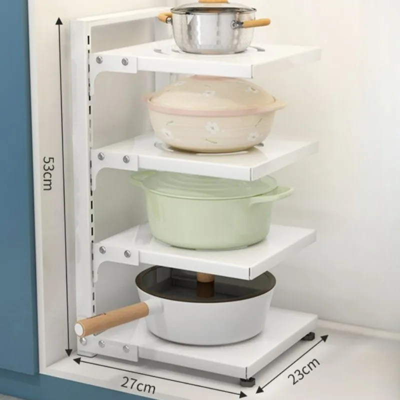 Multi-layer Pot Rack Kitchen Under Sink Storage Rack Storage Shelf Layered Corner Closet Organizer Household Adjustable Cabinets