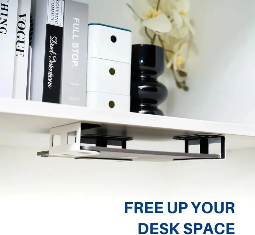 Universal Metal Under Desk Laptop Hanging Mount Hidden Notebook Storage Bracket Fit Most Laptops Desk Organizer Stand Holder