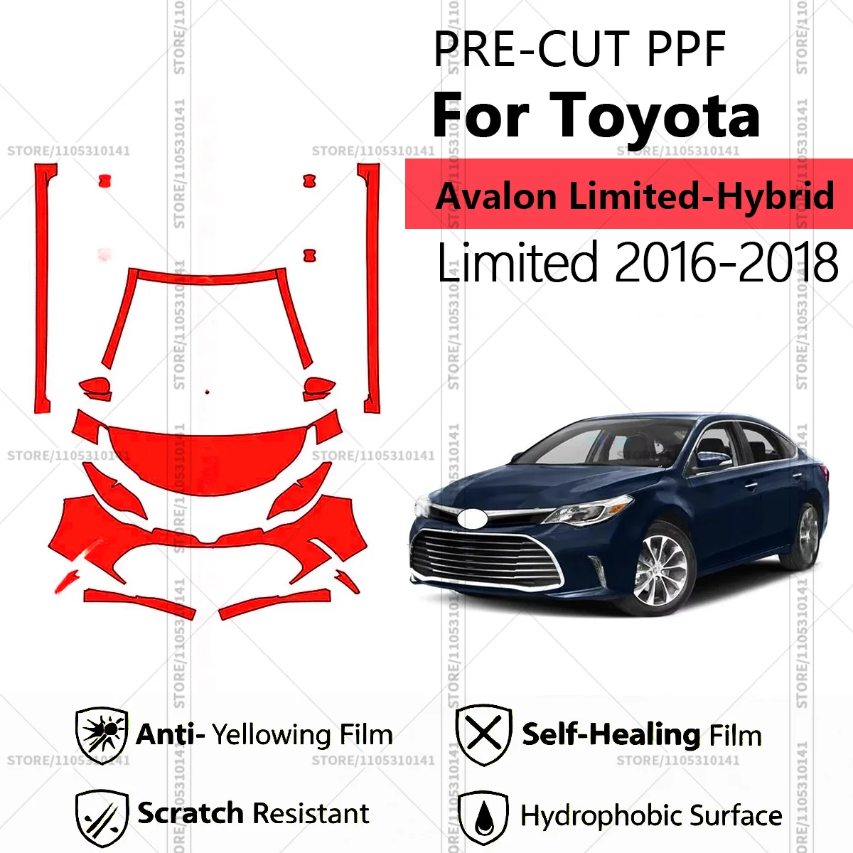 For Toyota Avalon Limited-Hybrid Limited 2016-2018 Pre-Cut Paint Protection Film PPF Transparent Car Film Automotive PPF
