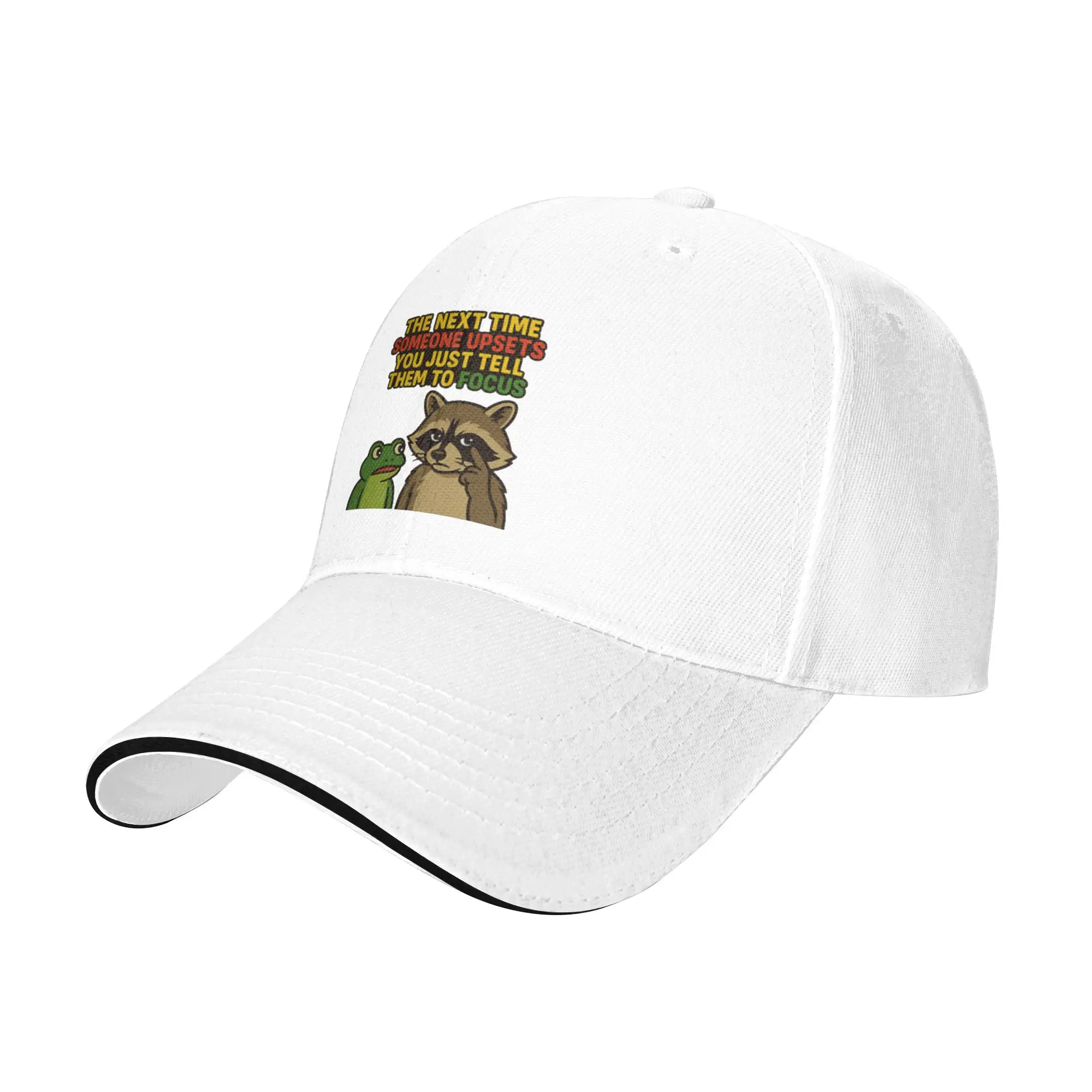 The Next time Someone upsets You just Tell Them to focus- Funny Raccoon and Frog Meme Gift For Children Men  A Baseball Cap Hat