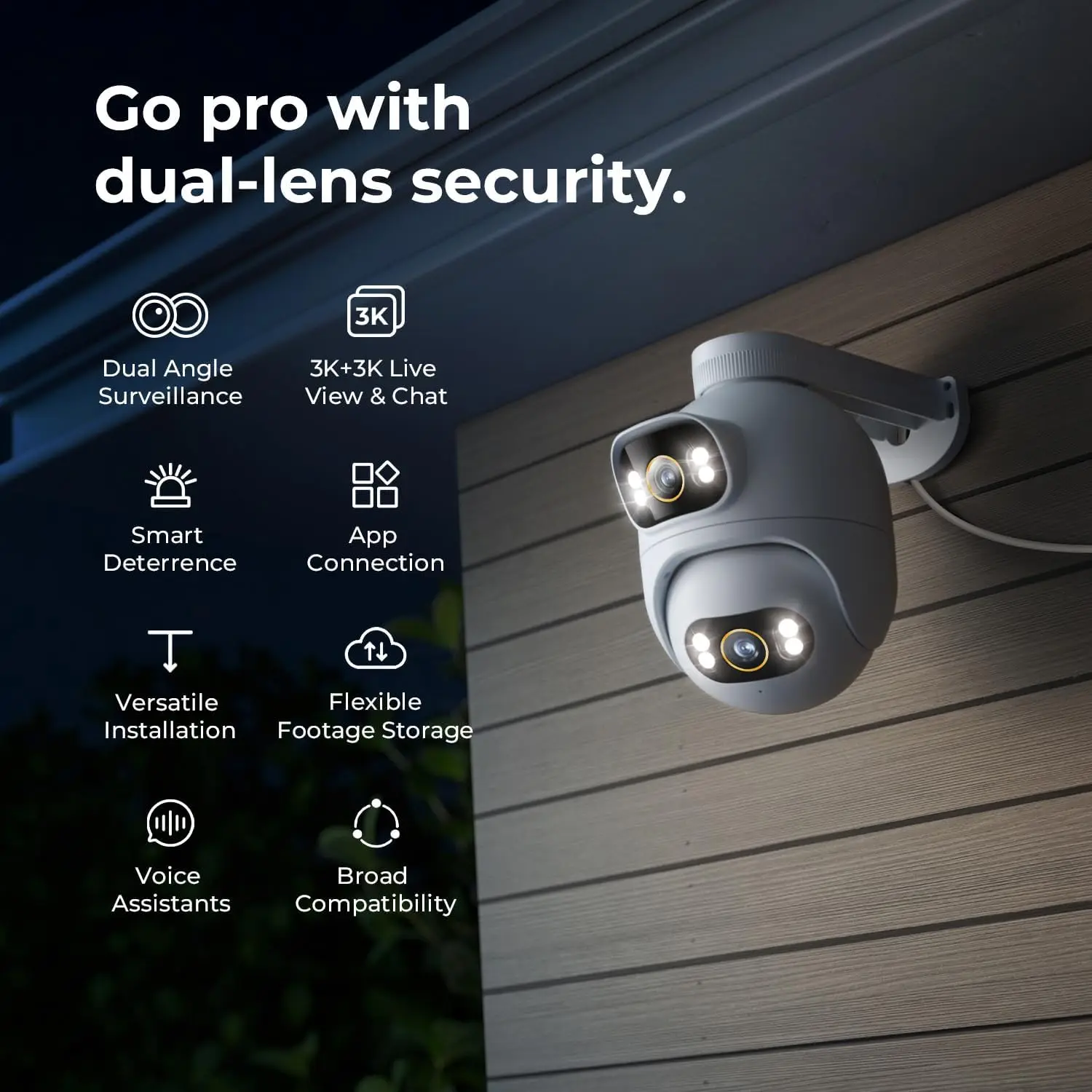 IMILAB EC6 Dual 3K + 3K WiFi Sicurezza domestica 360 Copertura di sorveglianza Telecamera esterna Registrazione Telecamera con faretto attivato dal movimento