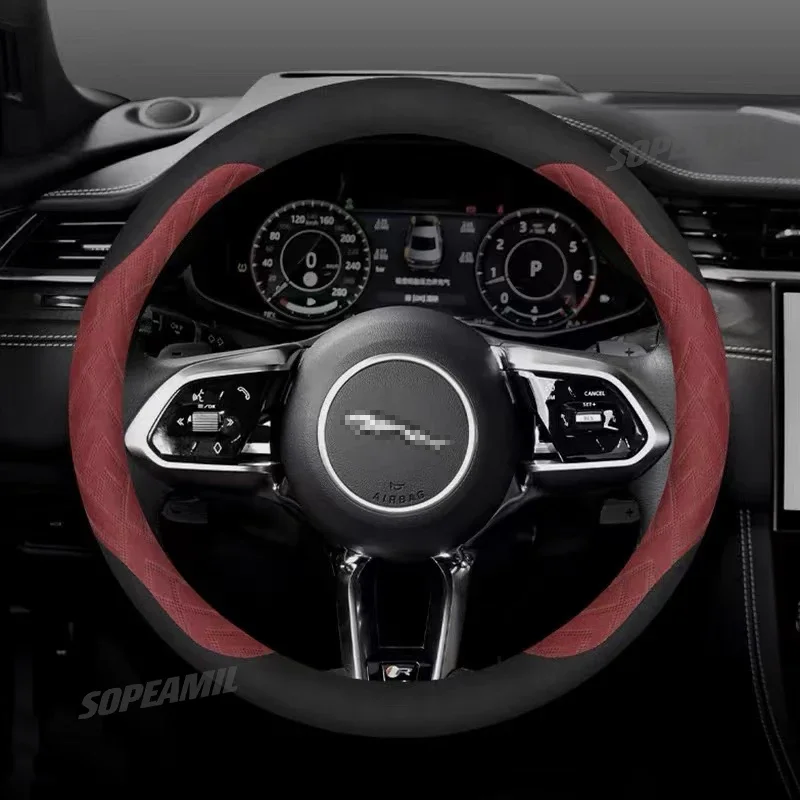 

Anti-slip Microfiber leather car suede steering wheel cover for Jaguar XF Xe XK XJ F-Type F-Pace I-Pace S-type X -- Type E-Pace