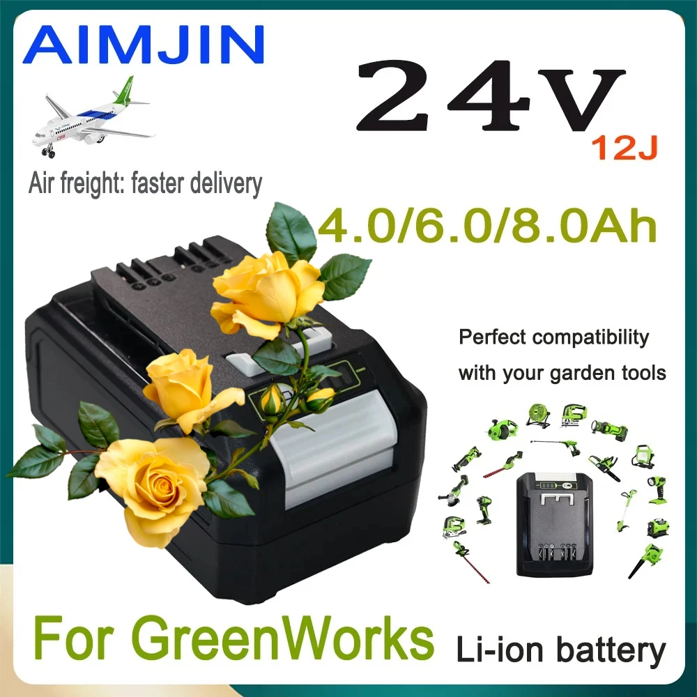 

NEW Applicable GreenWorks 24V 12J Power Tools 4000/6000/8000mAh Lithium Battery，Perfect compatibility with your electric tools