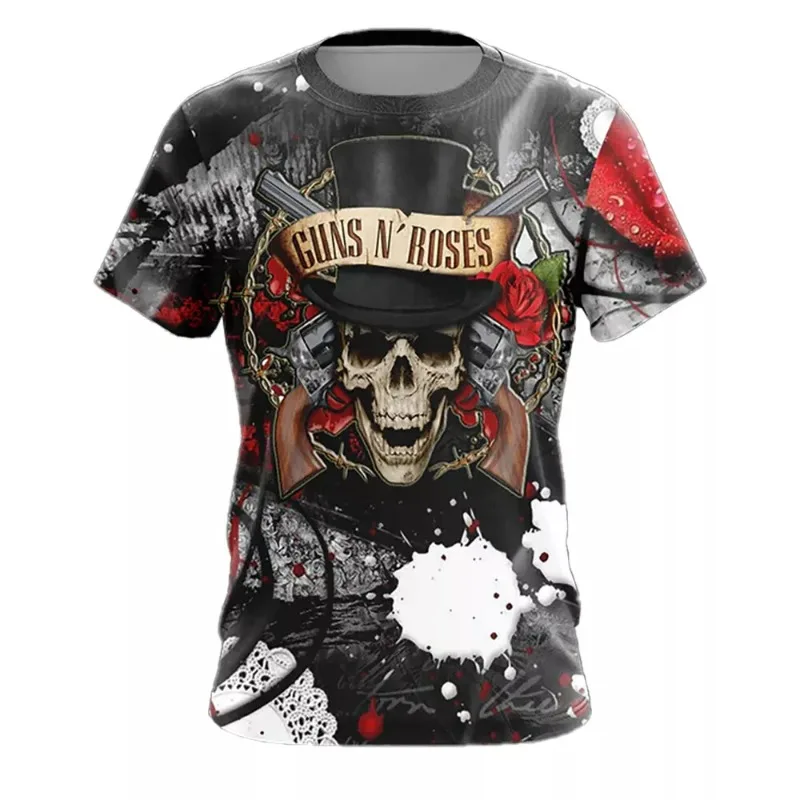 Guns N 'Roses Rock Band Skull MerchGNR 3D Printed Men's and Women's Trendy Fashion Personalized Street T-shirt