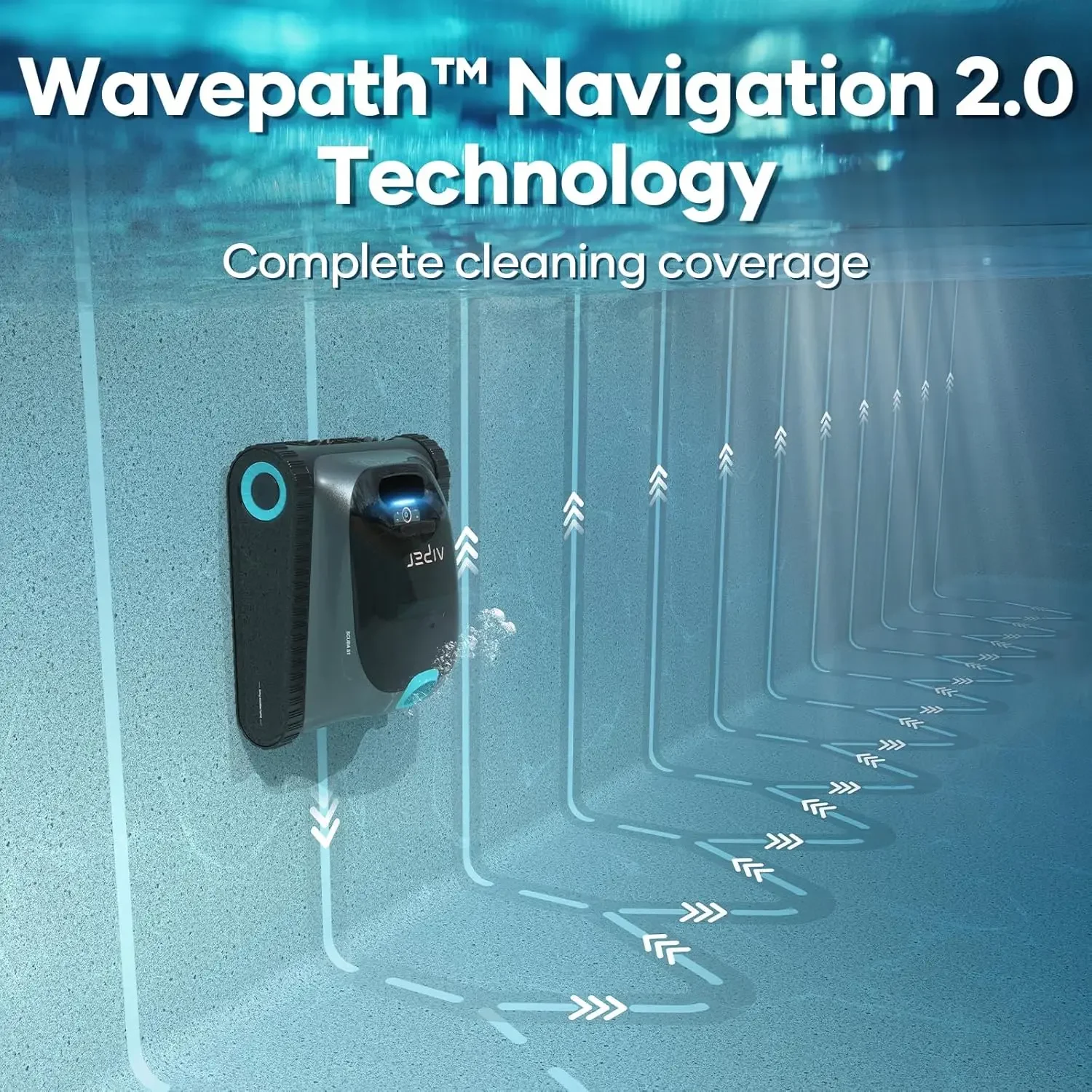 Draadloze robotzwembadreiniger Zwembadstofzuiger voor inbouwzwembaden Muur- en waterlijnreiniging WavePath 2.0 Slimme navigatie