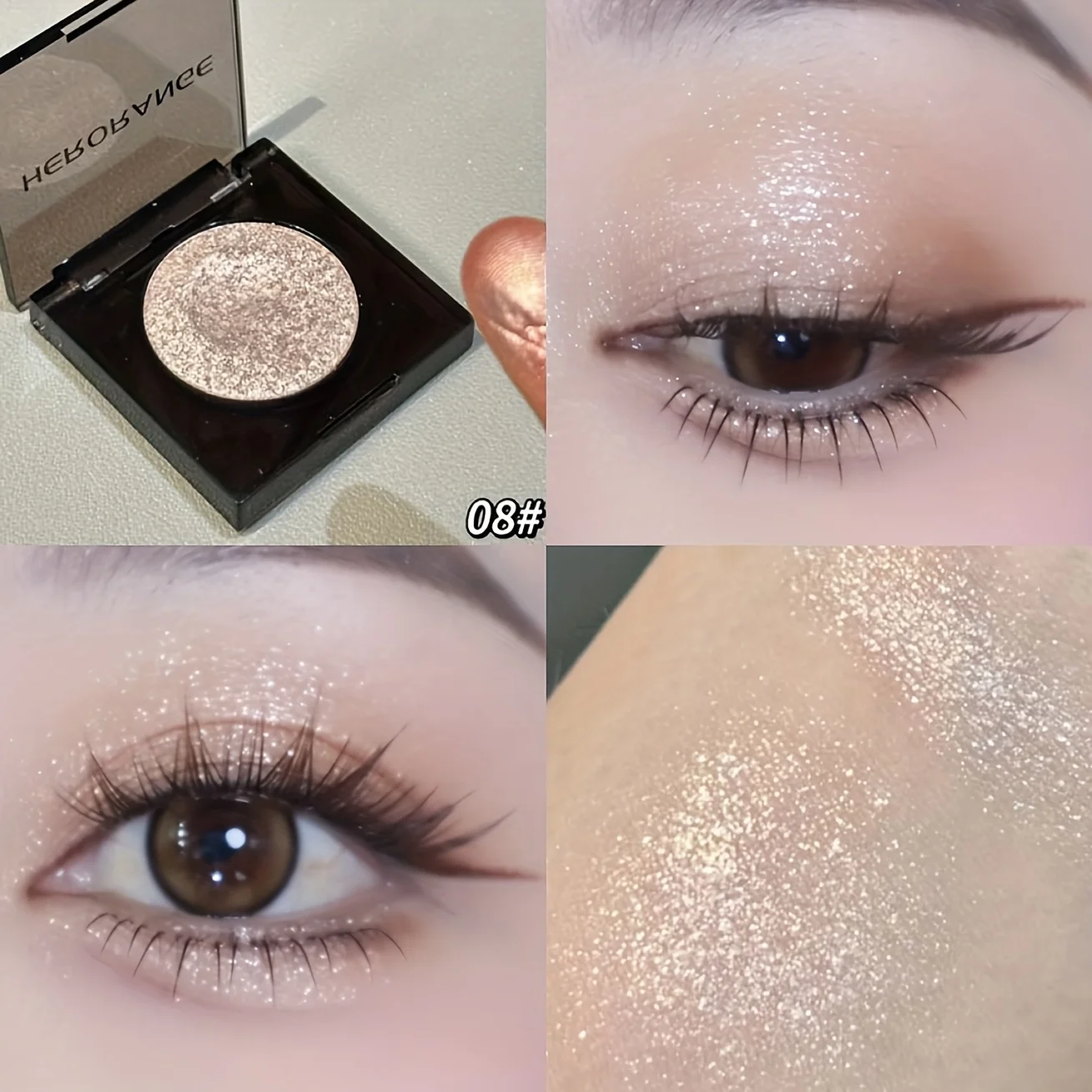 Herorange 16-Farben Lidschatten- und Highlighter-Palette Matt Schimmernd Orange Braun Rosa Champagner Wasserfest Tragbar Festival Make-up – Detail 12