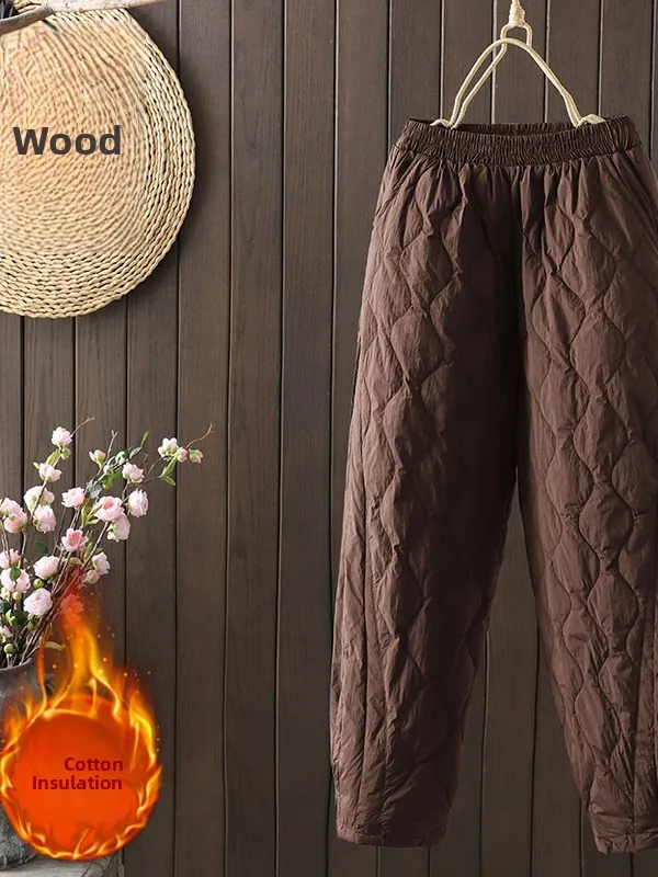 

Хлопковые брюки в стиле пэчворк с художественным дизайном, однотонные, женские, осенне-зимние, теплые, повседневные, с высокой талией, прямого кроя