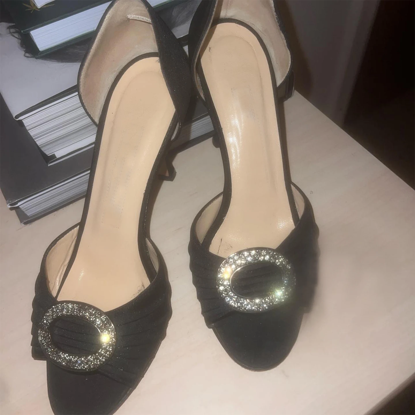 Vintage Open Toe Crystal Buckled Sandals Women's Wedding Elegant Sliver High Heels Luxury Designer Party Shoes image 5