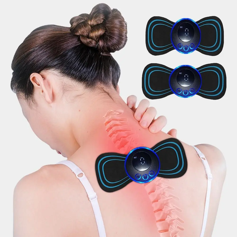 8 Modes Adjustable Electric EMS Neck Massager Mini Multifunctional Cervical Back Stimulator Gel Pad Stickers Relieve Pressure