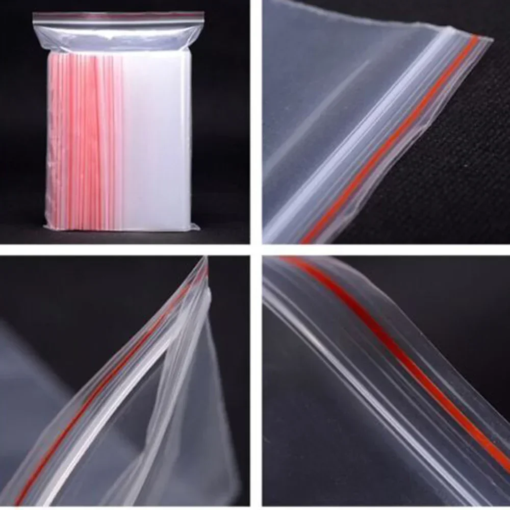 100/200 Stück wiederverschließbare Plastiktüten mit Reißverschluss, transparente Beutel, Vakuum-Aufbewahrungsbeutel, durchsichtige Beutel, Ziplock-Beutel zur Aufbewahrung von Lebensmitteln, Kunststoff – Detail 2