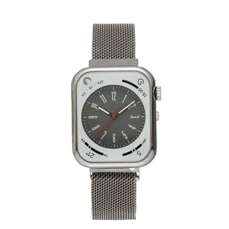 Quartz Square Magnet Mesh Strap Watch, relógio não inteligente para homens e mulheres, relógio estilo esportivo, drop shipping, marca