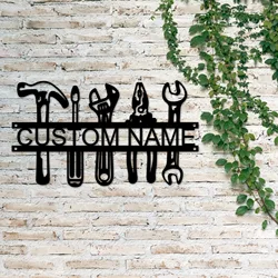 1pc Wrench screwdriver pliers funny Customized Name Metal Wall Signs Iron Wall Plaque For Wall Decor
