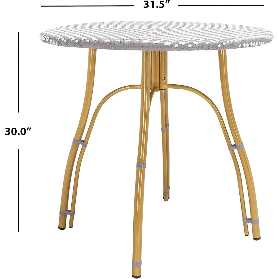 PAT4011B Outdoor Collection Kylie Grey and White Rattan Bistro Table