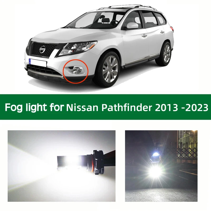 Car LED Fog Light For Nissan Pathfinder 4 2013 - 2023 White Foglamp Bulb Lamp Daytime Running Lights 12V 6000K Accessories Parts