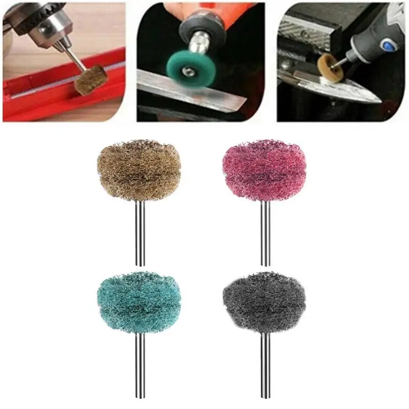 Industrial Mini Drill Abrasive Brush Shank Nylon Buffing Polishing Wheel Cup Rotary Hand Tool Accessories Set Rust Remover Tools