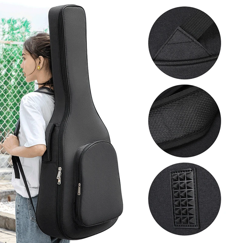 38/39 Inch Electric Guitar Bass Bag Adjustable Shoulder Strap Acoustic Folk Carry Soft Case 15mm Thicken Shockproof Padded XM108