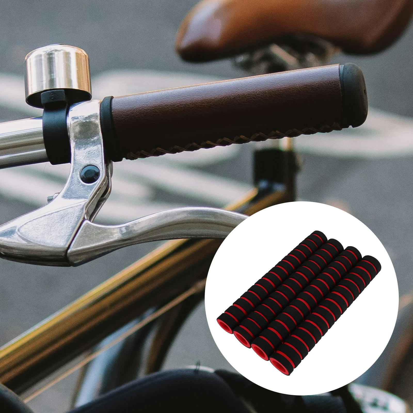 4pcs Bicycle Handlebar Grips Sponge Non-Slip Cover For Fitness Equipment Cycling Kayaking Paddle Shaft Oar Rod Cover