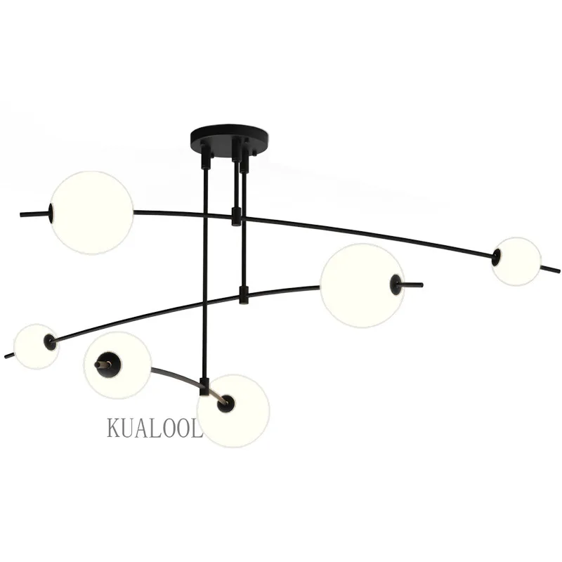 Lampu Gantung Led Bola Putih Susu Ganda Modern Lampu Gantung Langit-langit Desainer Perlengkapan Lampu Furnitur Dekorasi Ruang Tamu